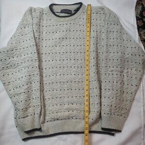 Vintage Editions By Van Heusen Sweater L 100% Cotton Beige Black Trim